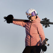 ANIMØ Leopard skibril met roze lens op de piste | Leopard Skibrille mit rosa Linse auf der Piste