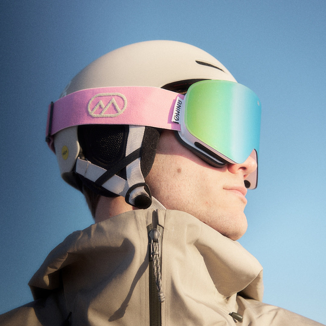 ANIMØ Pink Parrot roze skibril met groene lens | Rosa Skibrille mit grüner Linse