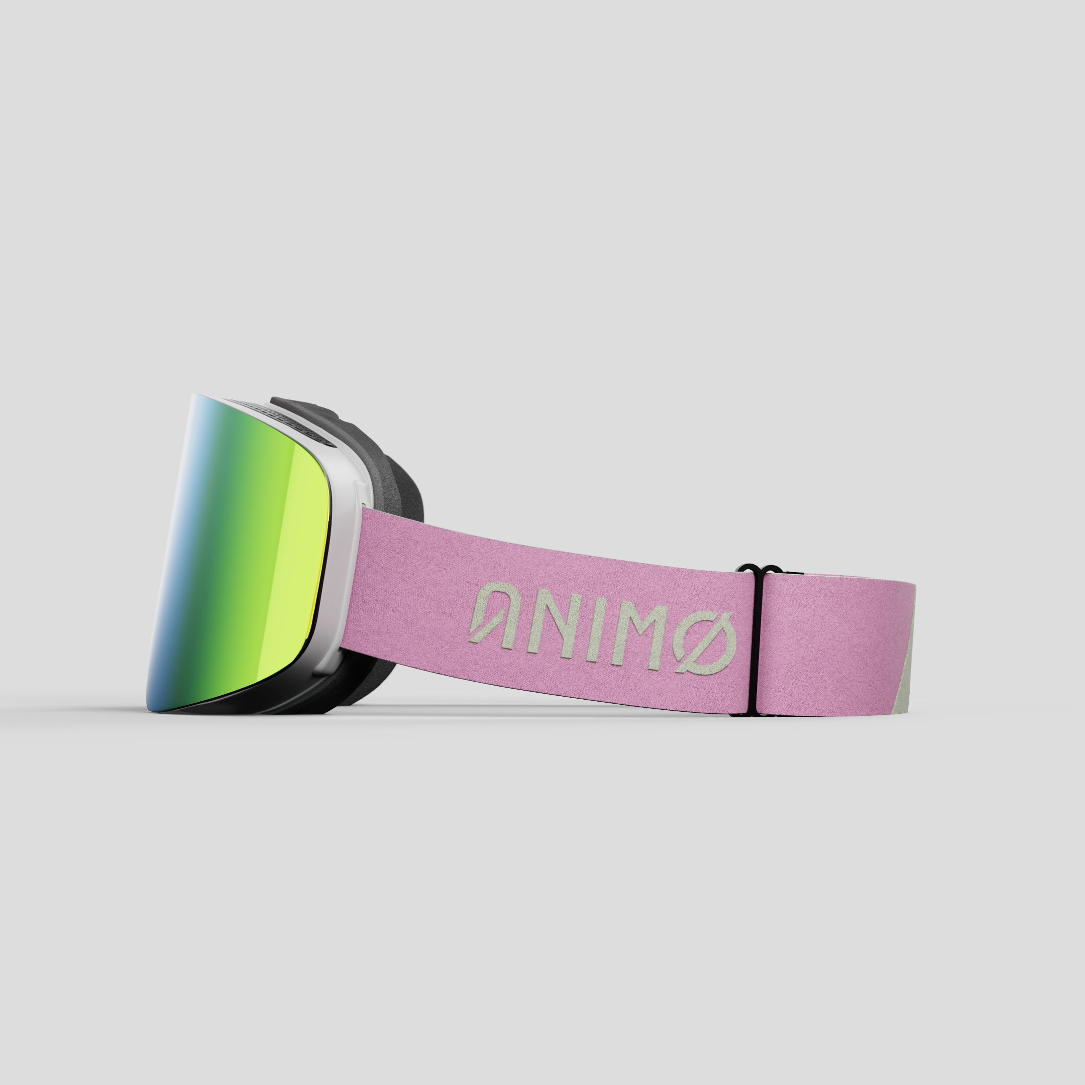 ANIMØ Pink Parrot roze skibril met groene lens | Rosa Skibrille mit grüner Linse