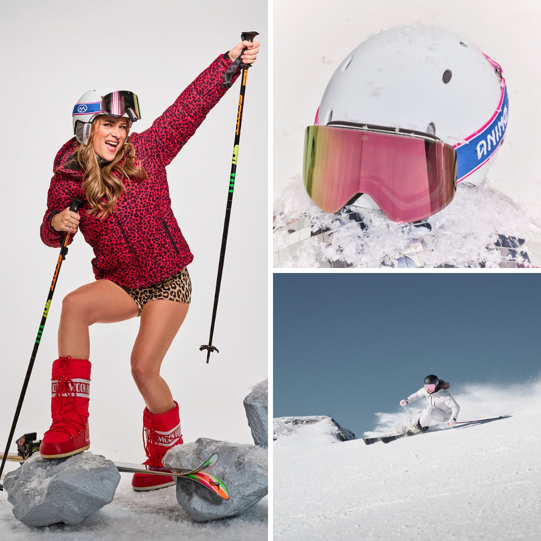 ANIMØ The Polar Puffin skibril met roze lens | Rebecca Boektje x ANIMØ Skibrille mit rosa Linse