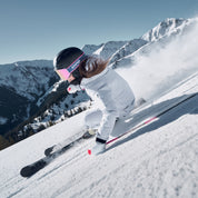 ANIMØ The Polar Puffin skibril met roze lens tijdens het skiën | The Polar Puffin Skibrille mit rosa Linse beim Skifahren