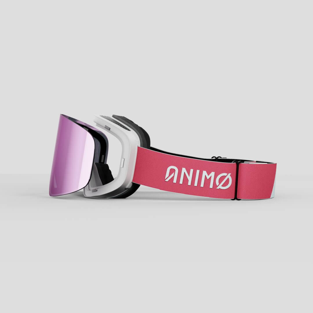 ANIMØ Flamingo roze skibril magnetische lens | rosa Skibrille Wechselglas